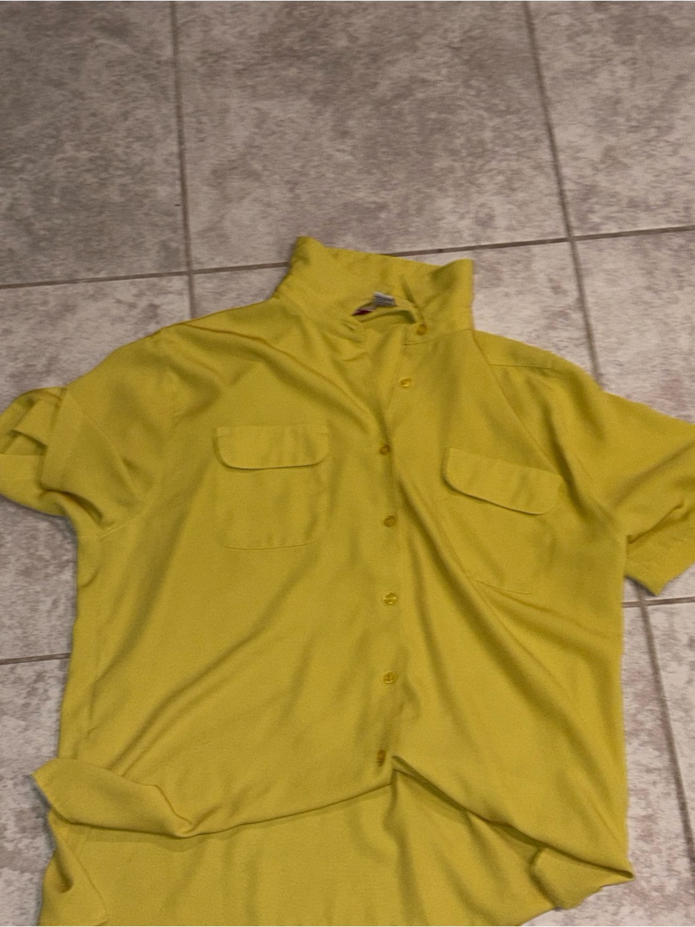 Lime Green Short Sleeve Button-Up Top